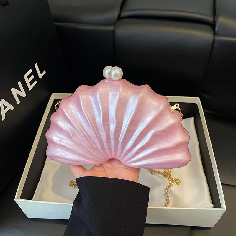 

bags Acrylic Shell Bag Women Trendy Chain Crossbody Bag Elegant Versatile Evening Bag