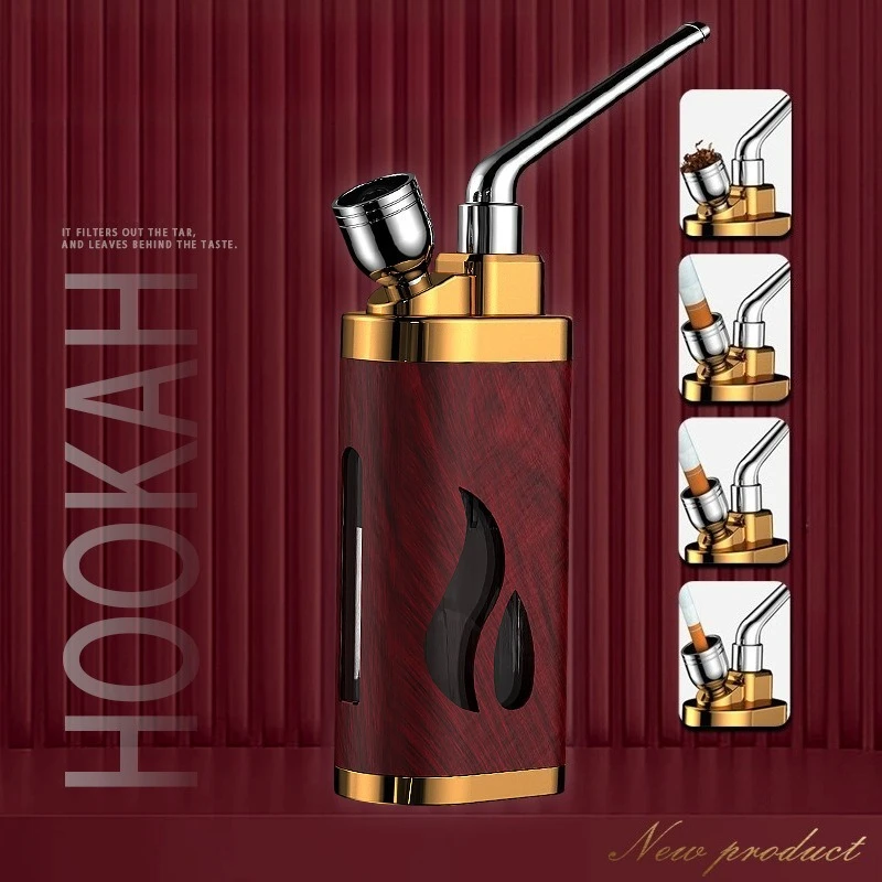 Premium Hookah Pipe Dual Filter Water Recirculating Shisha Cigarette Holder Aluminum/Plastic Water Pipe Multi-Function Smoking