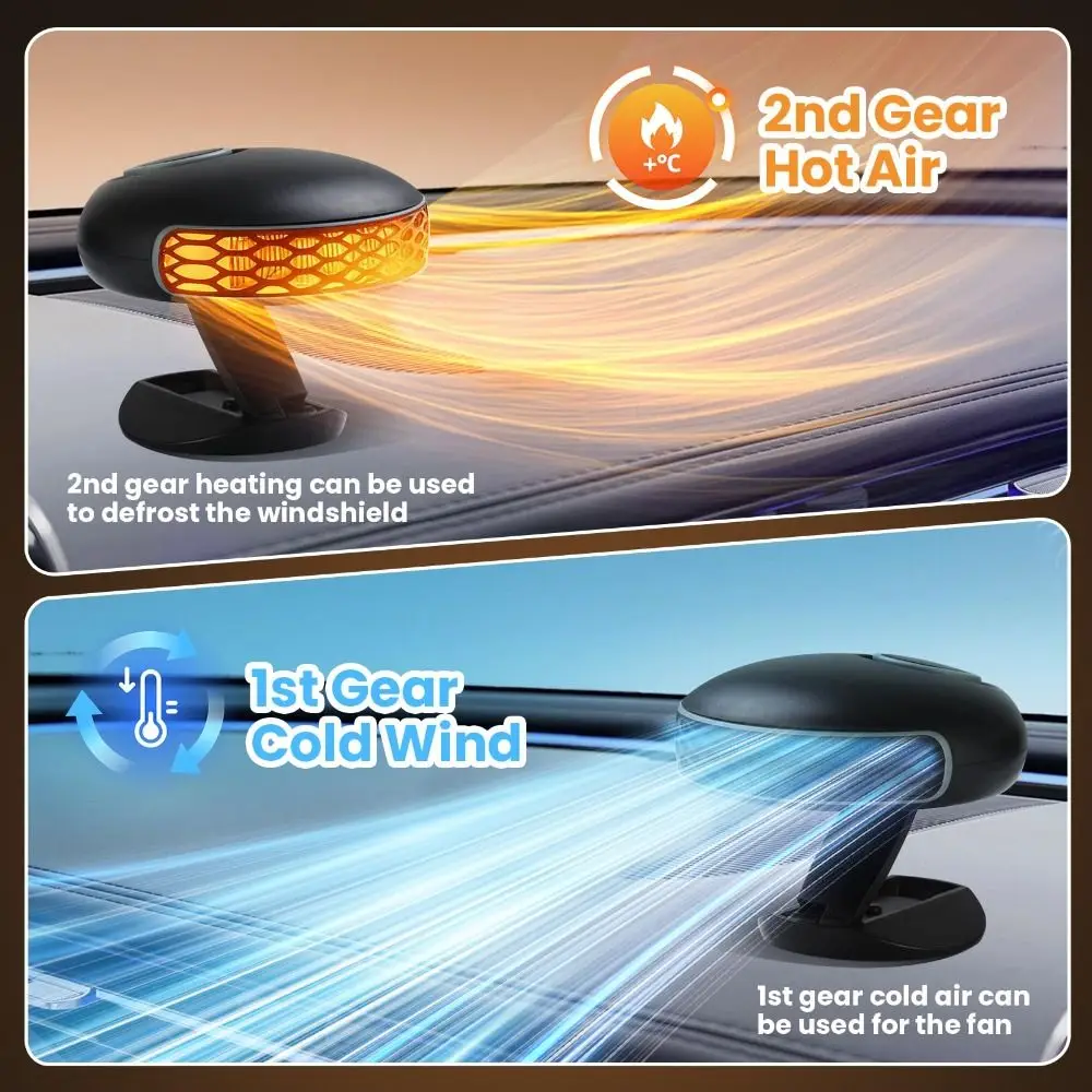 12V/24V Car Heater 360° Rotation Low Power Window Windshield Defogging Portable Foldable Stand Heating Cooling Dual-purpose