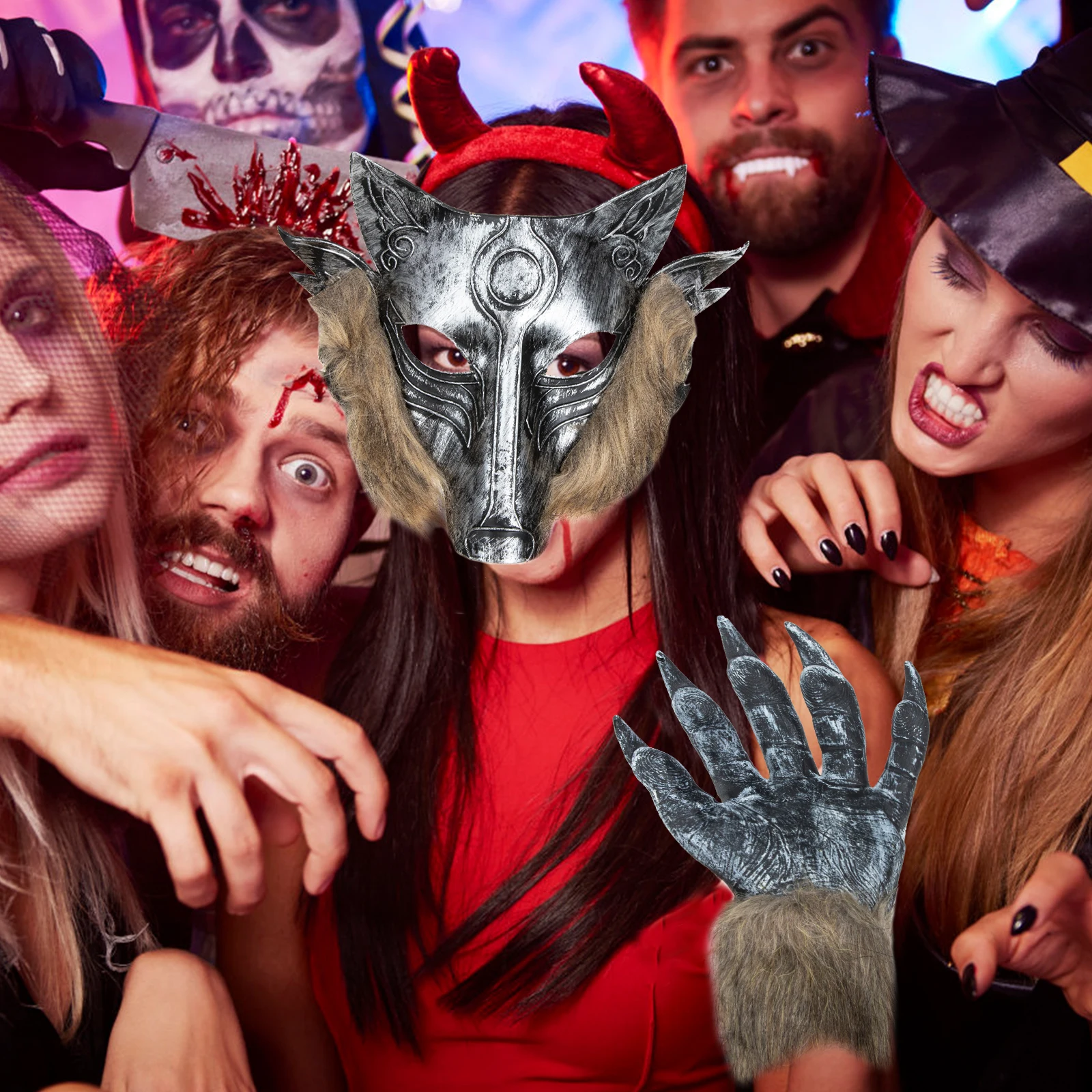 

Excellent Workmanship Plastic Long Faux Fur Wolf Head Mask Halloween Costume Accessory Scary Prank Mask Beauty Hair Makeup Toy