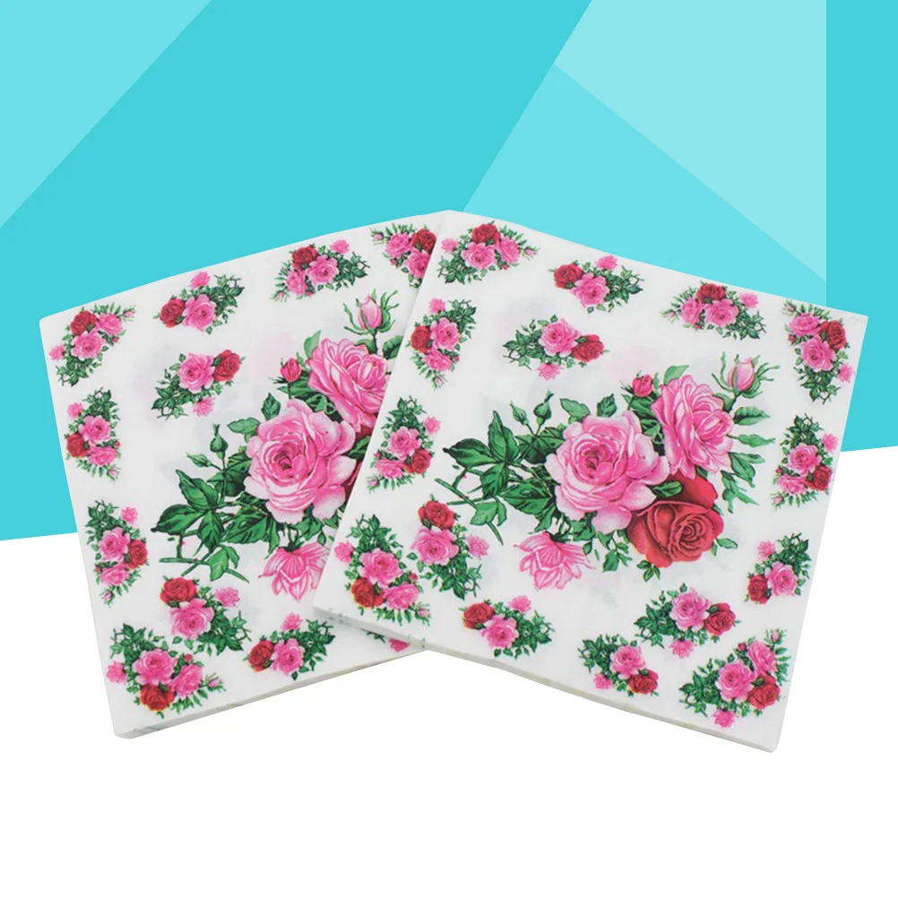 20Pcs Flower Lunch Napkin Floral Printed Napkin Paper for Wedding Birthday Baby Shower Dinner 33x33cm