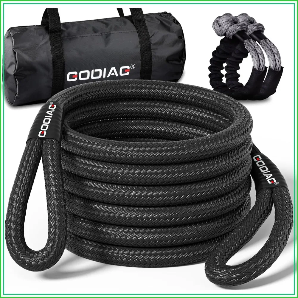 

1"×30ft Kinetic Recovery Tow Rope (46500lbs) Heavy Duty Energy Rope with 2 Soft Shackles, 30% Elasticity Offroad Power Strap for Truck Jeep Car ATV UTV Tractor