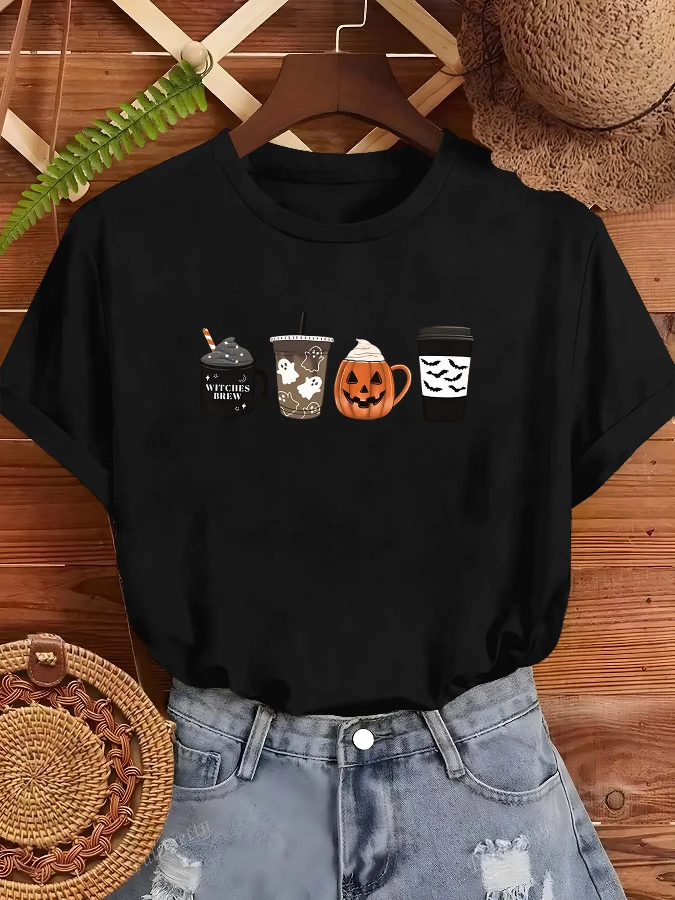 Plus Size Halloween Themed  Pattern Dress For Women Elegant Fashion Item With Festive And Playful Vibe Perfect