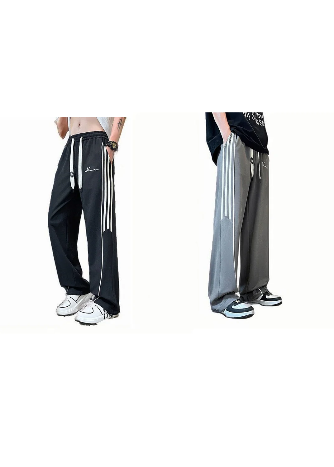 

2025 new high quality ice silk youth wide leg casual fashion loose trousers