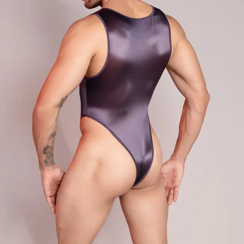 Shape Onesie Button Open Crotch Vest Men Elastic Transparent Underwear Tight Onesie Gym Clothing Night Club Sissy Show Tank Top