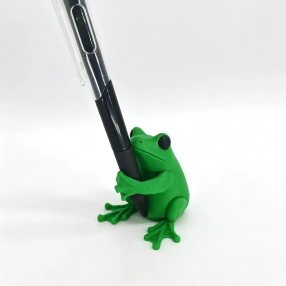Multi-pen Storage 3d Printed Cute Frog Pen Holder Bright Green Desktop Organizer Anti-slip Pen Stand with Holding for Students