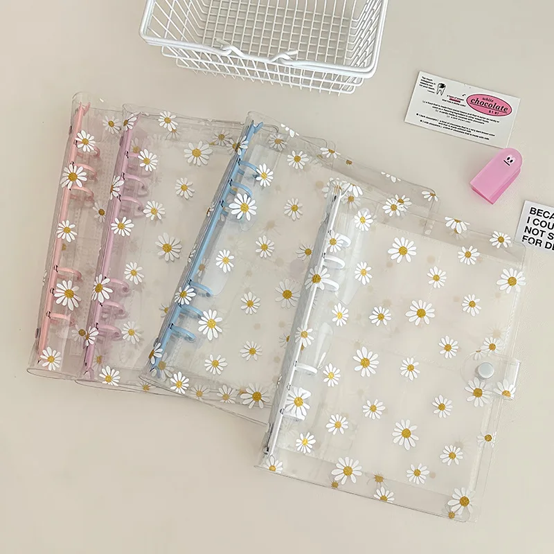 

A6 Colorful Transparen Daisy Loose Leaf Cover Notebook Planner Binder Books Journal Sketchbook Diary Office Supplies Notebook