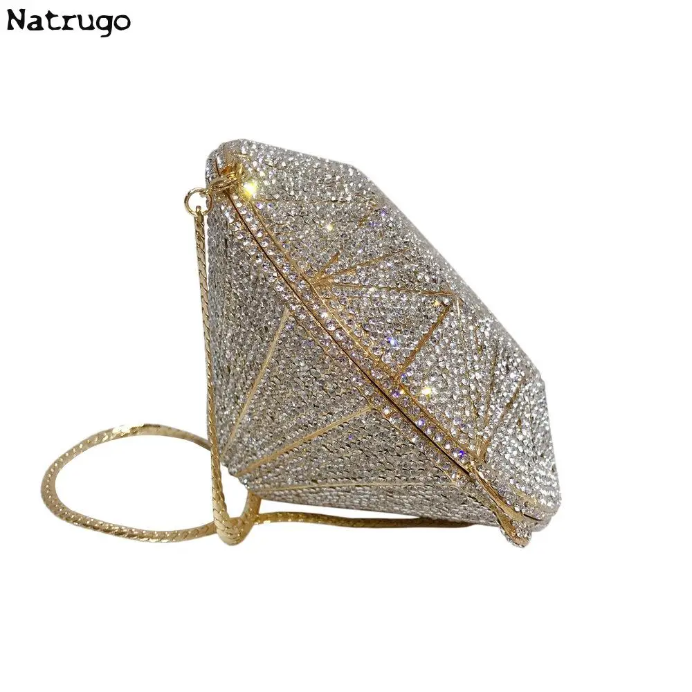 Borsa con strass di cristallo Bling per le donne borsa a tracolla con pochette scintillante per la festa di nozze serale Prom
