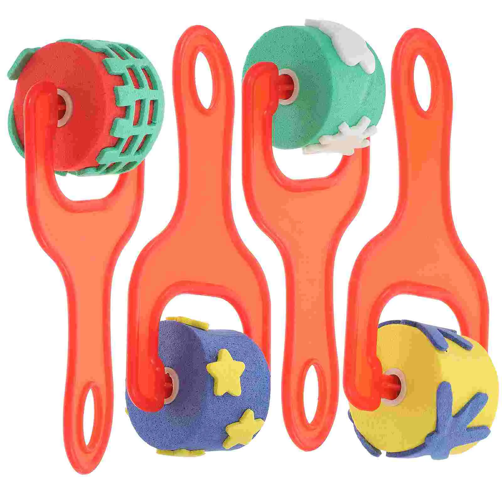 

4 Pcs Wheel Seal Portable Painting Stampers Hand Print Ornament Kits for Kids Toy Handprint Graffiti