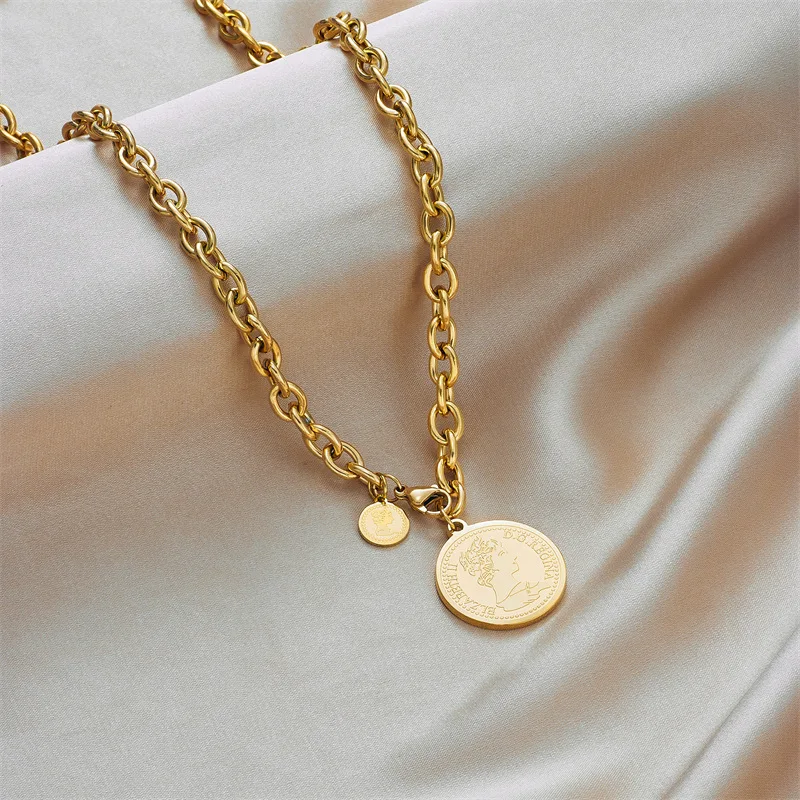 Solid Color Stainless Steel Pendant Necklaces for Women Summer Fashion Metal Accessory Jewelry Pendant Necklace image 2