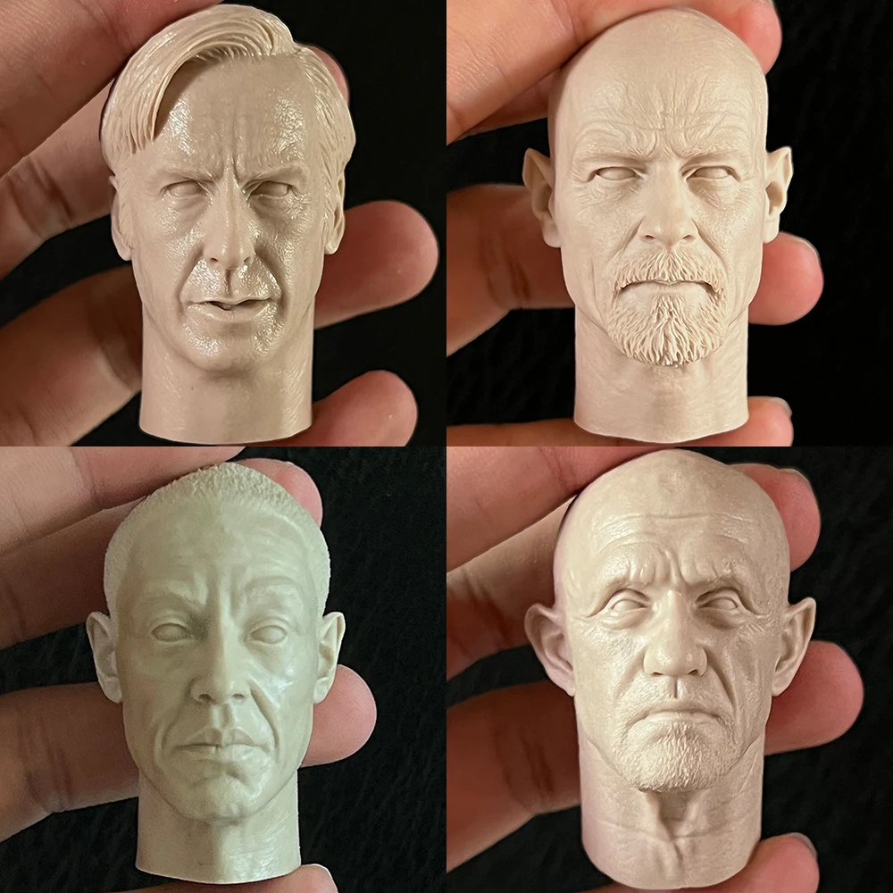 Unpainted 1/6 Scale Breaking White Model Lawyer Saul/Creg1.0 MIke/Heisenberg Male Head Sculpt Model for 12 inches Body