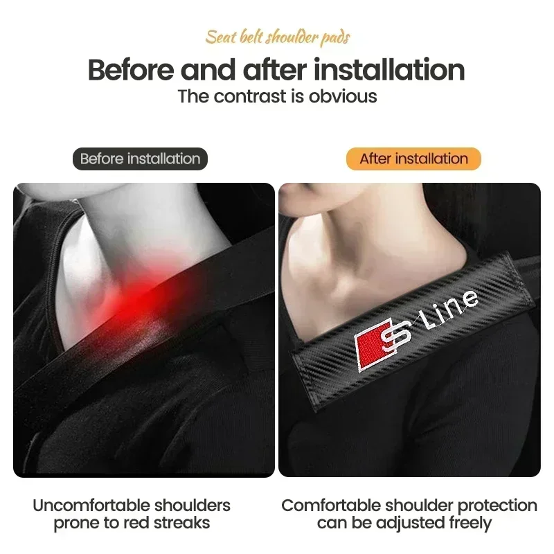 2Pcs Leather Seat Belt Shoulder Cover Protection Pads for Audi A1 A3 A4 A5 A6 SLINE Q6 Q3 Q5 Q7 B8 C6 Q8 Car Accessories