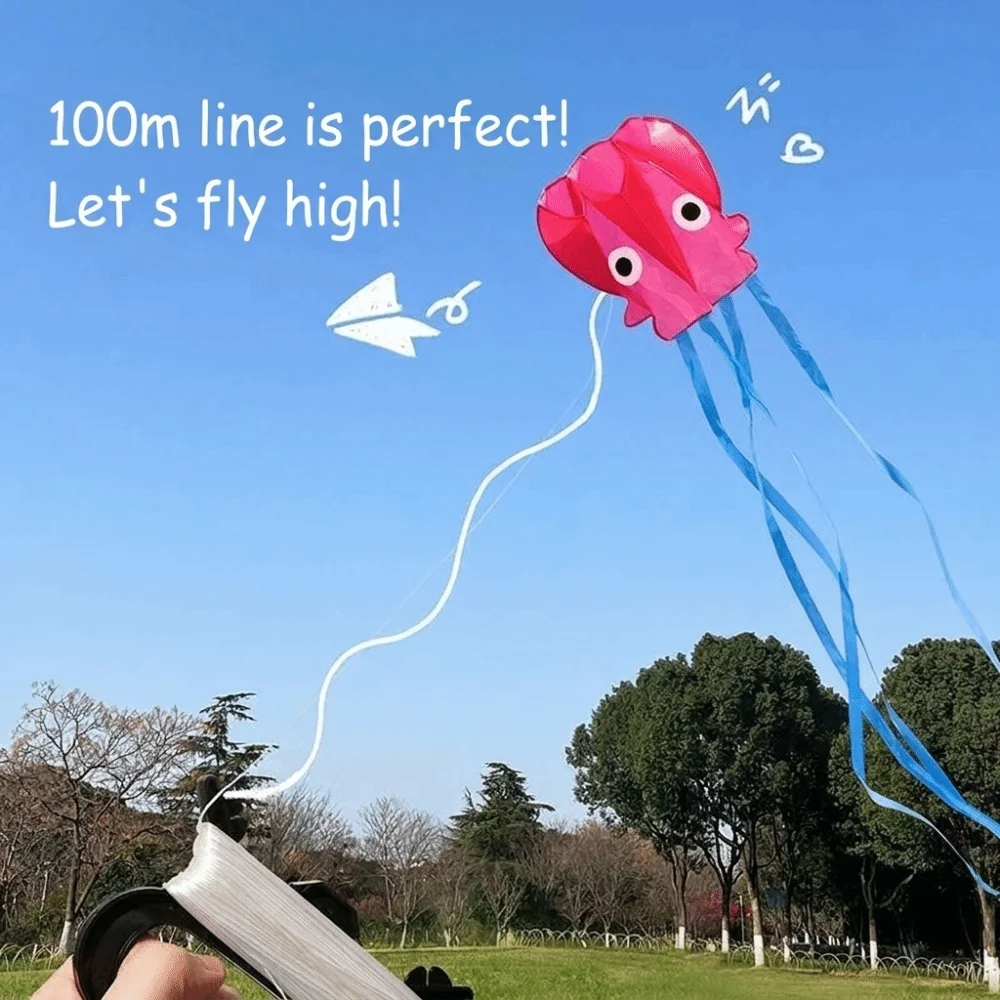 Easy to Fly Octopus Kite Good Flying Cartoon Animal Children's Pocket Kite with 100 Meters Kite Line Outdoor Flying Toy