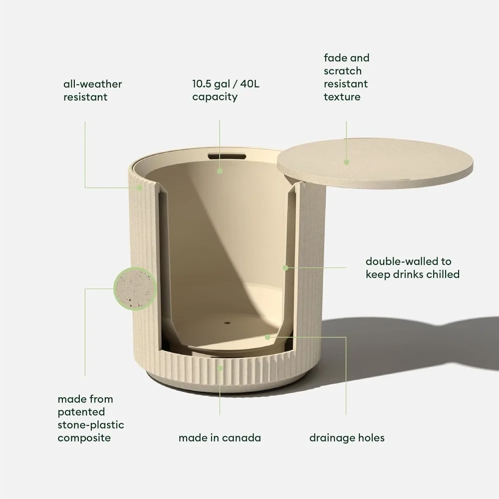 Mesa auxiliar más fresca para exteriores, 2 en 1, diseñada para usar como mesa auxiliar para exteriores, mesa para patio, decoración para patio al aire libre y al aire libre