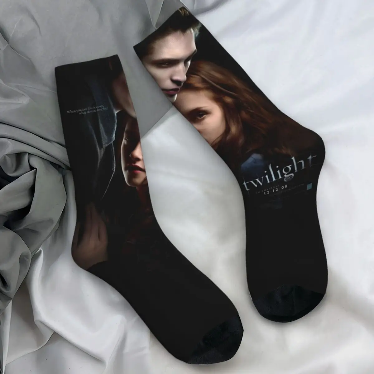 Twilight Saga Movie Poster Socks Film Leisure Stockings Men Soft Running Socks Autumn Graphic Anti Skid Socks