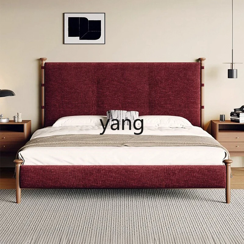 

LH retro high-end ash wood soft bag master bedroom double fabric bed