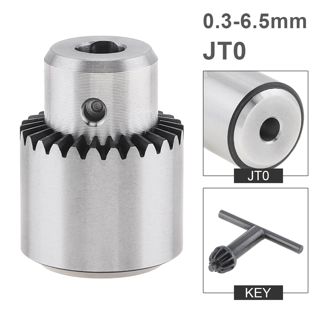 0.3-6.5mm JT0 Mini Drill Chuck Taper Mounted Micro Motor Drill Chuck With Chuck Key Lathe Machine Tools Accessories