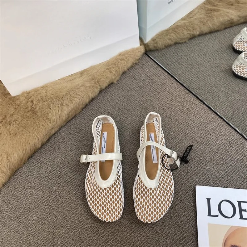 Nuevas Zapatillas Planas de Ballet de Malla Hueca para Mujer 2026 - Sandalias de Red Transpirables Versátiles de Moda Casual