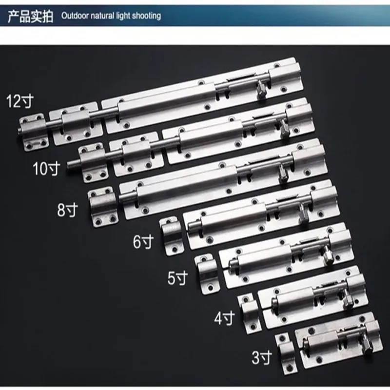 1Pc 3/4/5 Inch Long Silver Stainless Steel Door Latch Sliding Lock Barrel Bolt Latch Hasp Stapler Gate Safety Lock