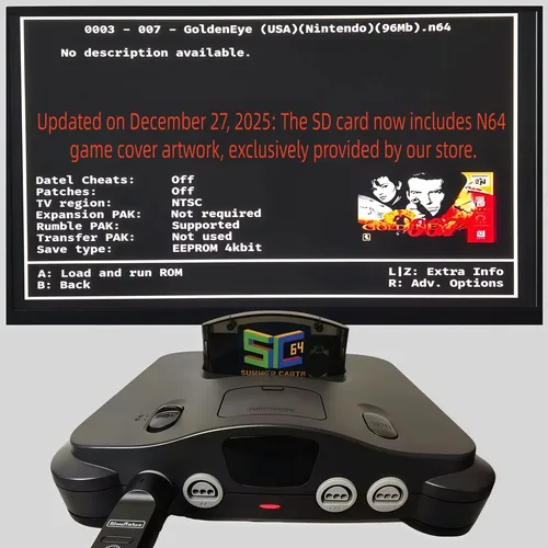 Imagen 2 del producto Tarjeta de Juego de Código Abierto SC64 N64 Flashcart SummerCart64, Tarjeta SD de 64 GB con Menú Integrado y Portadas, Consola de Juegos N64 Analógica 3D