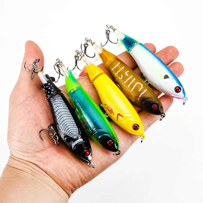 

5pcs 10cm/17g Propeller Fishing Lures Plopper Topwater with Rotating Tail Artificial Bait Hard Crankbait Wobblers Pesca Tackl