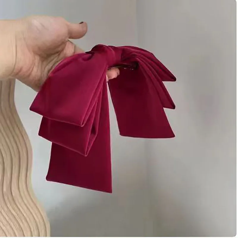 

woman New Headwear three-layer satin bow top clip bow straight clip sweet wind spring clip hair accessory headband Hair Clip