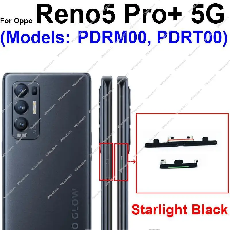 Power Volume Buttons For OPPO Reno 5 Lite 5 Pro Plus 5F 5Z 5Pro+ Plus 4G 5G On Off Power Volume Up Down Side Key Parts