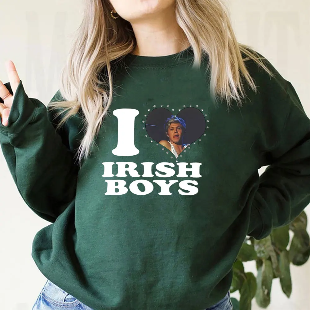 Moletom irlandês de coração para mulheres, camisa, tops de música, álbum, Niall Horan, álbum, 1D inspirado, cantor, retrô anos 90, Y2K, 2024