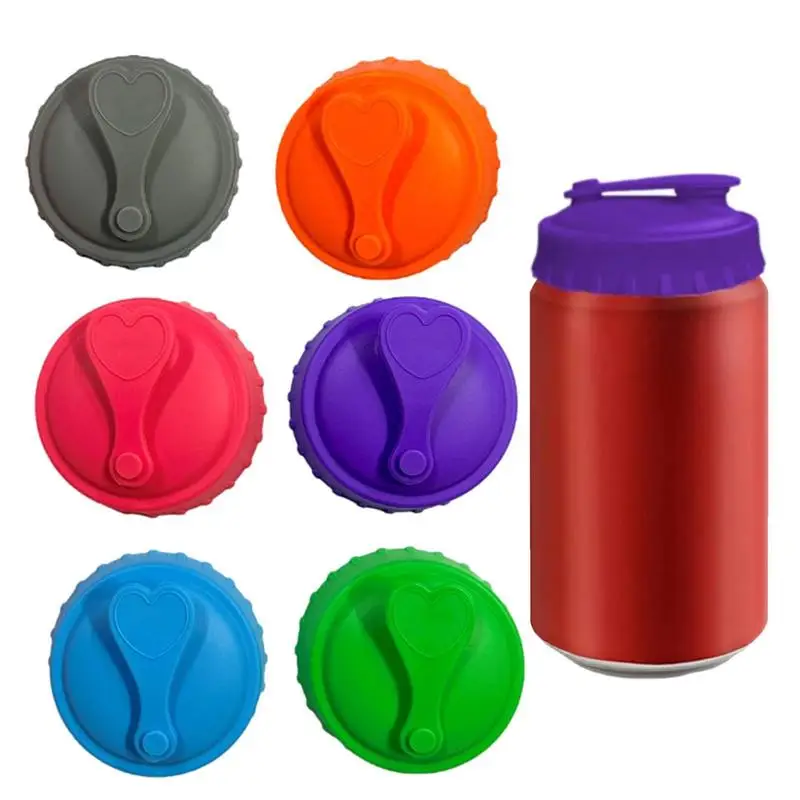 Reutilizável Silicone Garrafa Tampa Protetor, Cerveja Água Dispenser Tampa, Top Soda Saver, Pode Cap, Acessórios de Moda, 6pcs