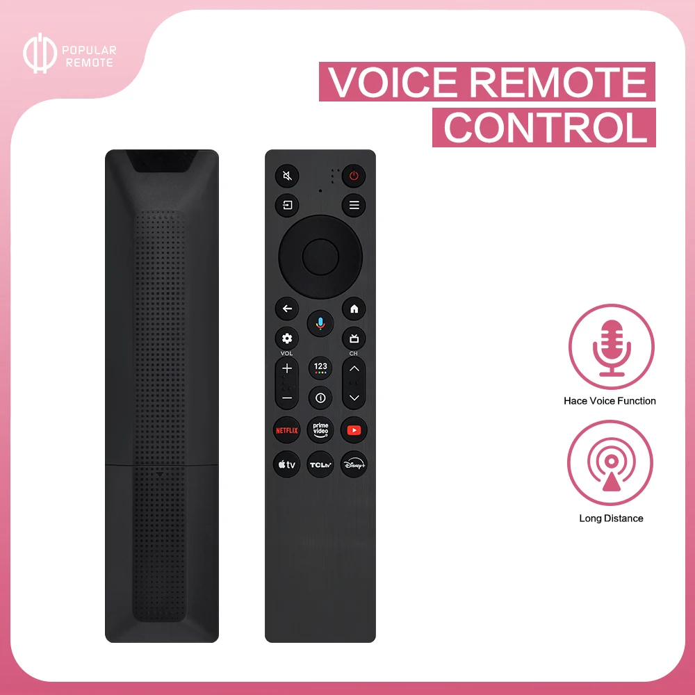 Pilot zdalnego sterowania RC923A FMB1 do telewizorów TCL Smart LED z funkcją sterowania głosowego, kompatybilny z telewizorami TCL Smart LED serii 65QM7K i 75QM6K. — zdjęcie produktu 3