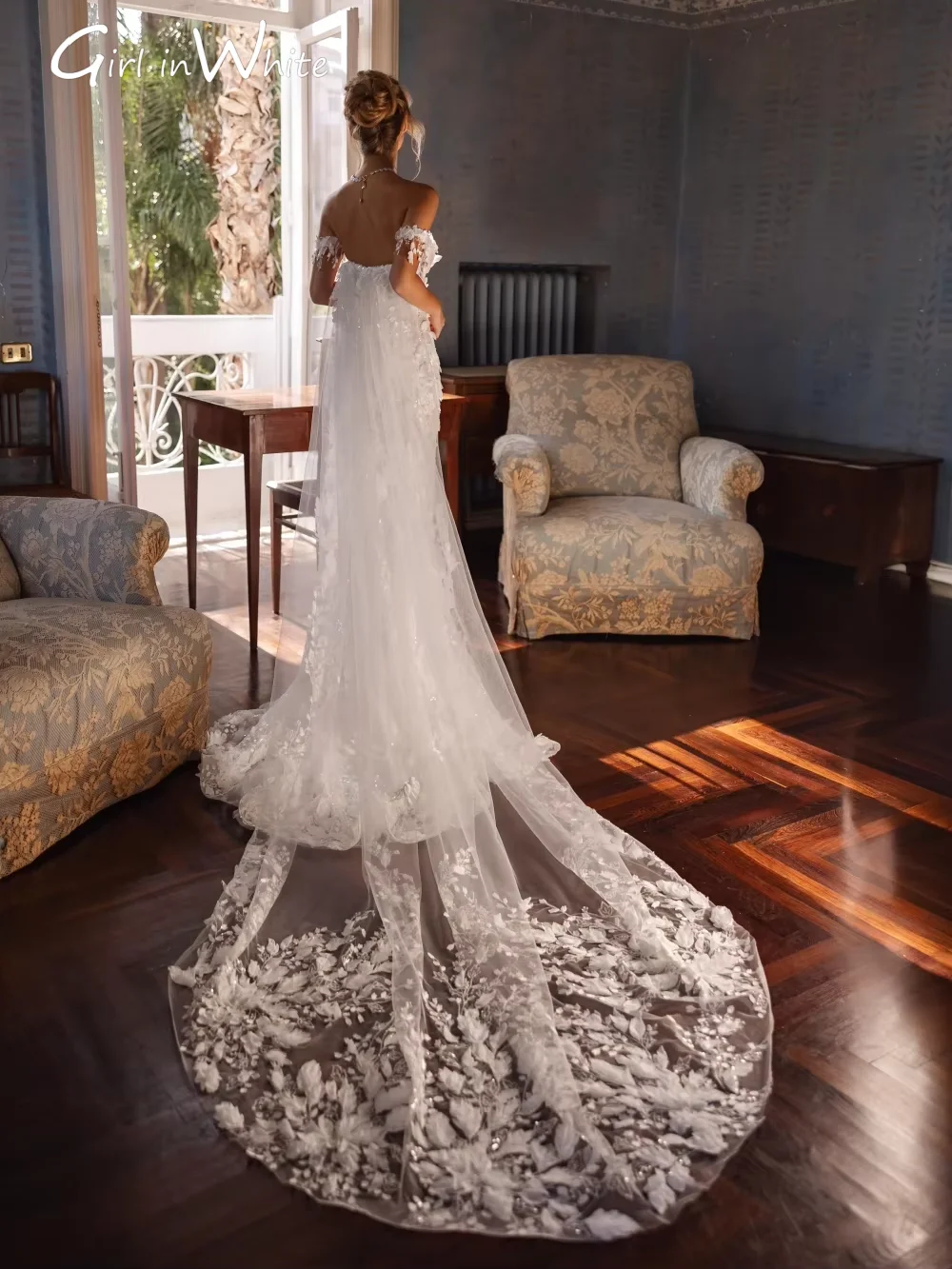 Vestido De Novia brillante con forma De corazón De flores en 3D, Vestido De Novia largo De sirena con lentejuelas y tren, Vestido De Novia personalizado