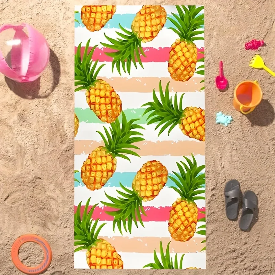 Pineapple-Printed Beach Towel: Tropical Vibes for Your Next Getaway! Suitable for towels, bath towels, beach towels