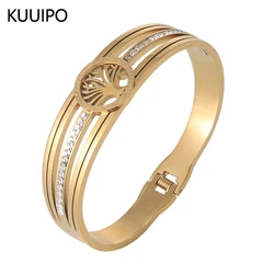 Fashion Rhinestone Stainless Steel Bangle Bracelet for Women Accessories Trendy Gold Color Bangles Daily Party Jewelry Gift