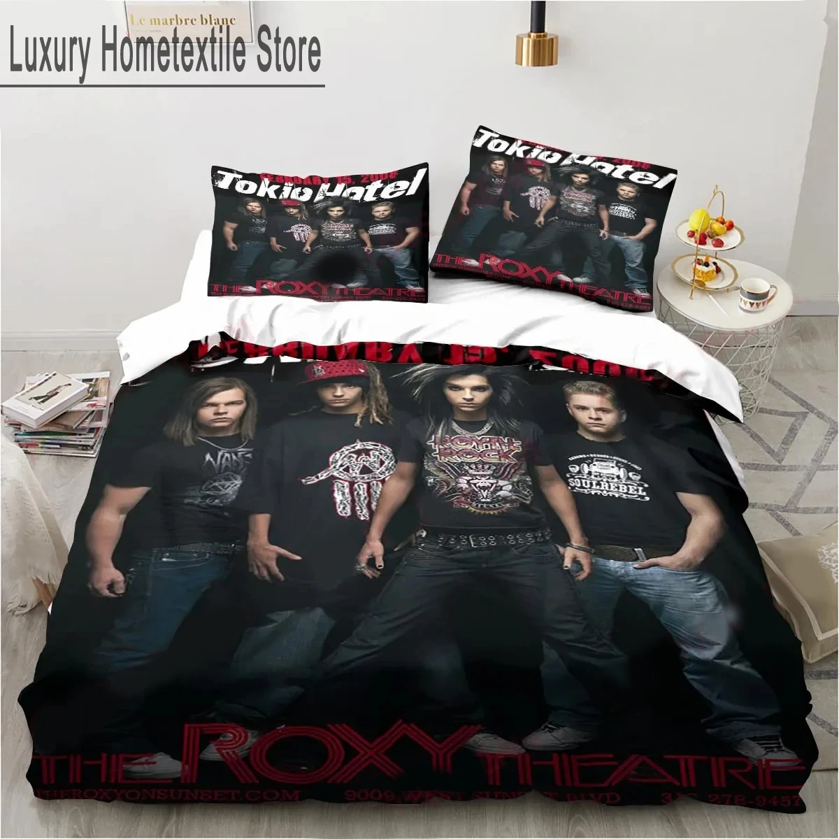 Imagem -03 - Conjunto de Cama do Hotel Tokio para Meninos e Meninas Capa de Edredão Fronha Têxtil Doméstico Gêmeo Queen King Size Cama de Adulto