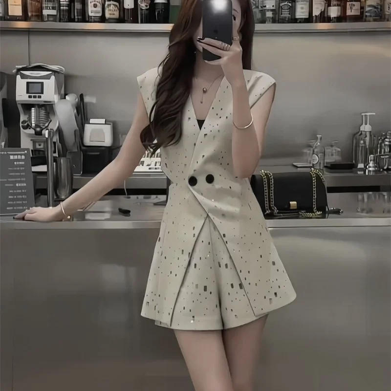 Female Shorts Fashion Women\'s Short Sets 2 Pieces Elegant Two-piece Korean Style Business Suit With Tailor Trends New Products