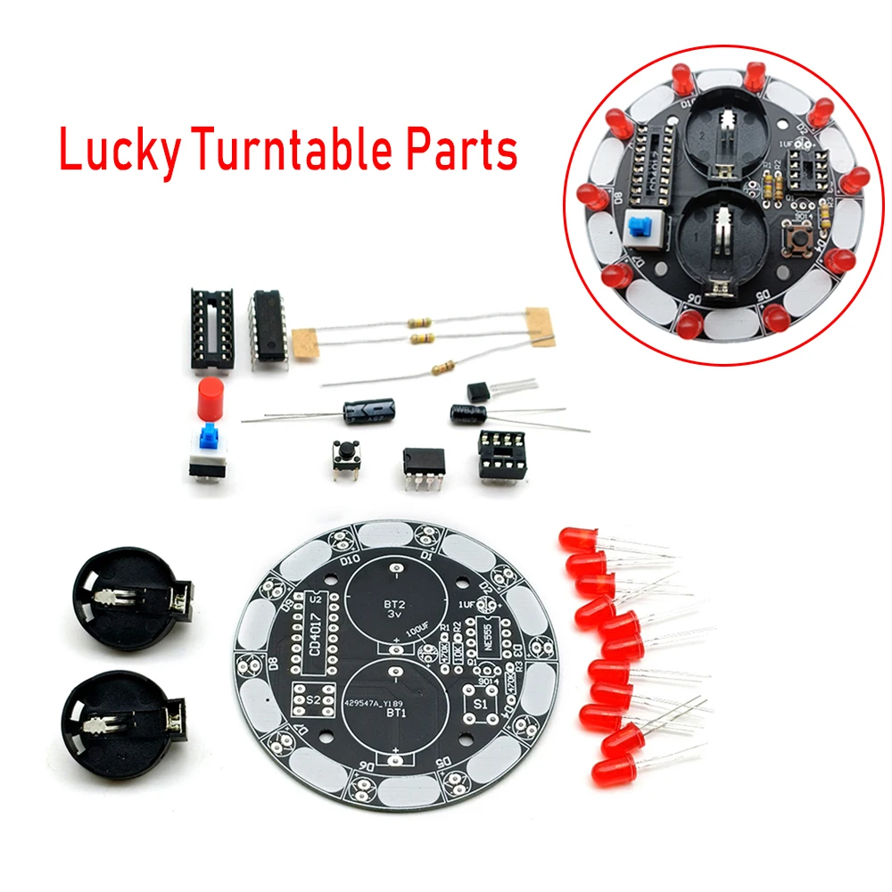 Lucky Turntable Parts NE555 CD4017 Electronic DIY Production Welding Component Package LED Water Lamp Lottery Electronic Kits