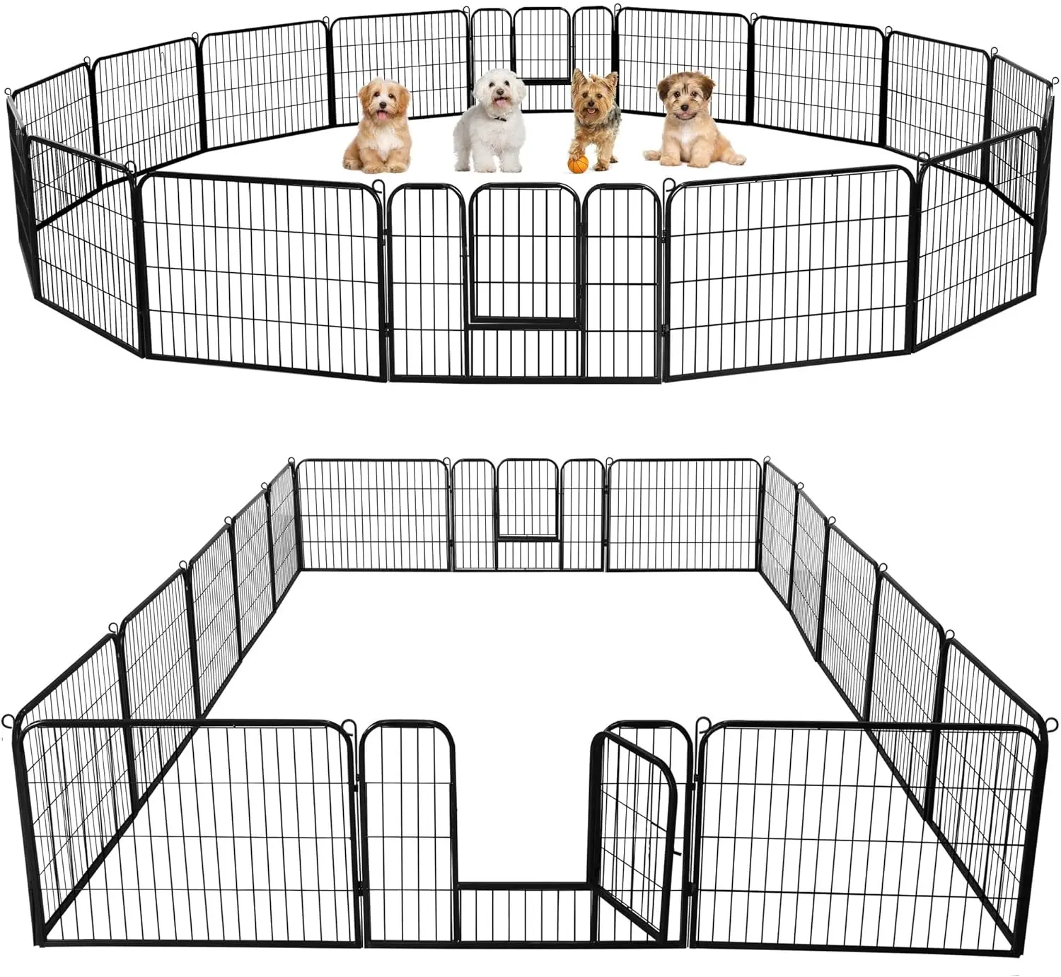 

Outdoor Dog Playpen - 16 Panel Fence for Large, Medium and Small Dogs - Heavy Duty Exercise Pen for Puppies