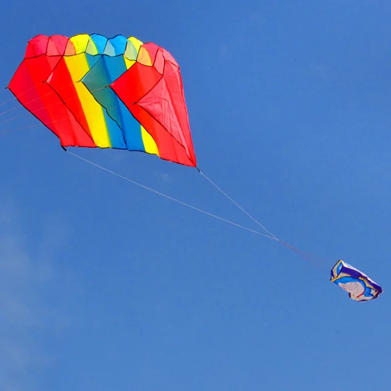 Cerf-volant parachute professionnel sans nœuds arc-en-ciel pour enfants, facile à voler, logiciel 3D