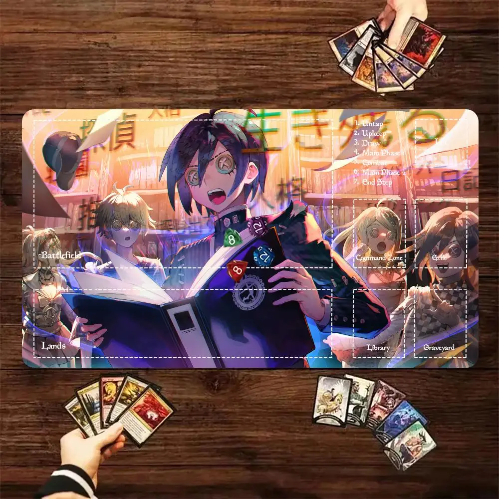 Anime Library Boy Game MousePad Card Battle TCG Playmat Anti-Slip Rubber Deskmat Office Desk Accessories Stitched Edges GameMat