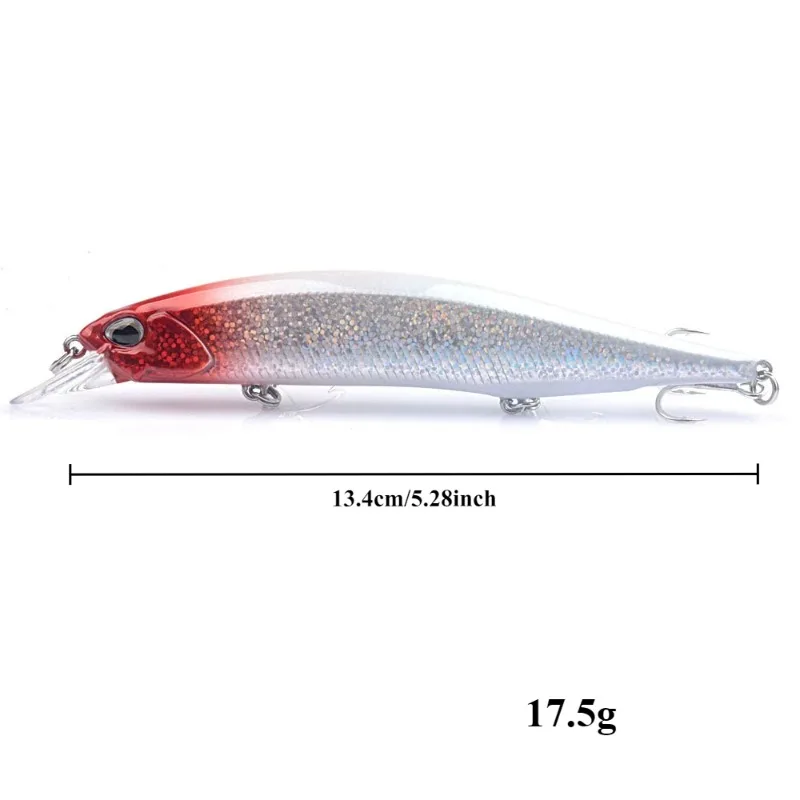 1pcs 3D Realistic 13.4cm/17.5g Long-Cast Lure  Saltwater Fishing Hook, Colorful Laser-Printed Common Hard Lure Fishing Gear
