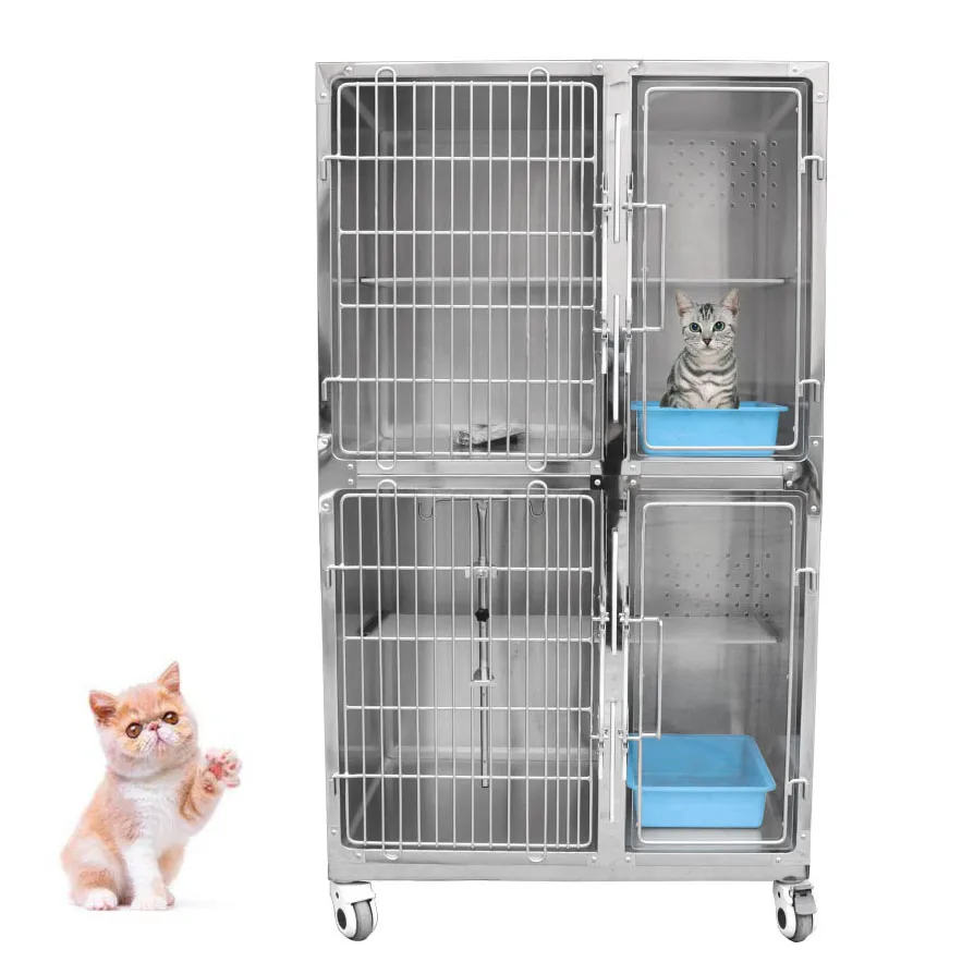 

Wholesale Cheap Two Floors Home Pet Habitat Stainless Steel Cat Villa House Cage Price