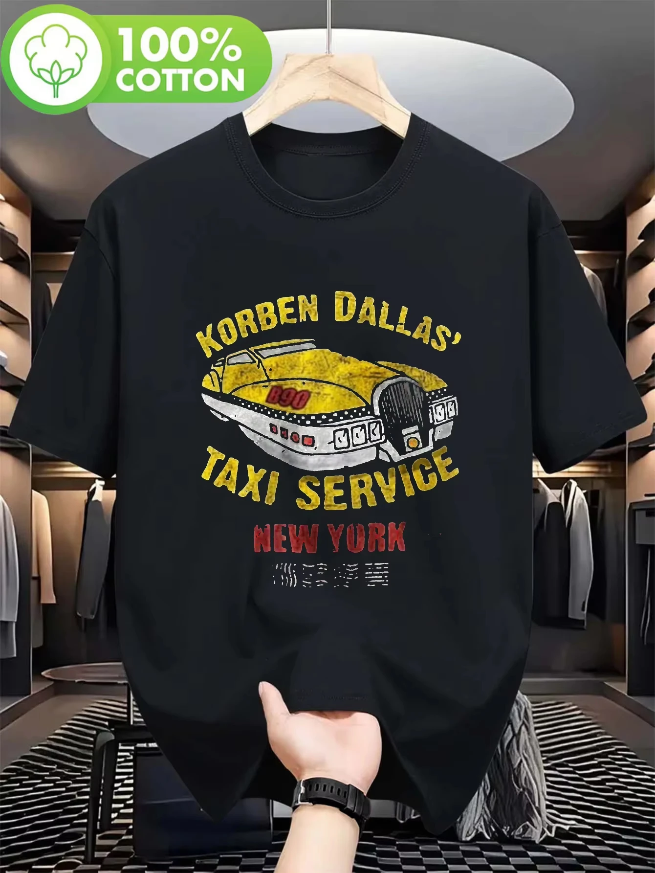 Herren-T-Shirt „Fifth Element“ Koben Dallas V2 – Retro-T-Shirt mit New York Taxi-Aufdruck, T-Shirt mit bedrucktem Muster, lässiges T-Shirt