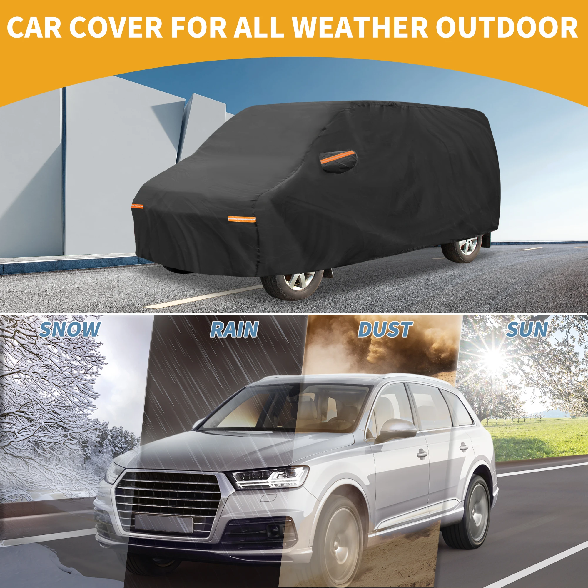 Motoforti Car Cover Waterproof All Weather W/ Reflective straps for Volkswagen T5 LWB