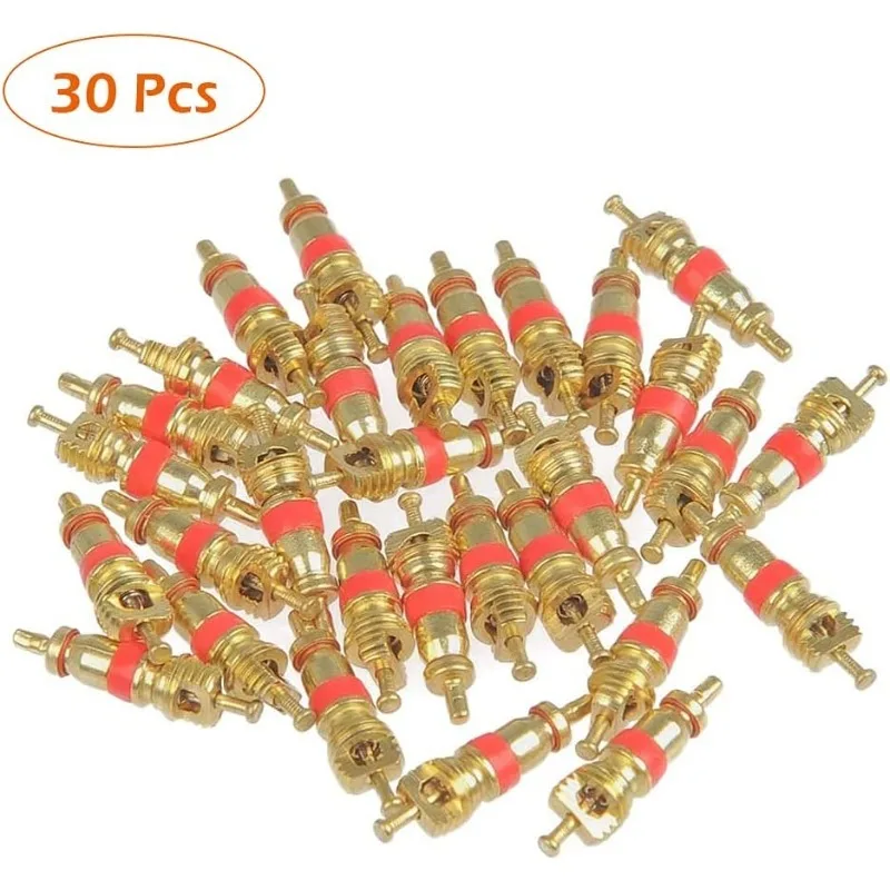 10Pcs-30PCS Copper Car Bike Motorcycle Rubber Hose Tubeless Type Valve Insert Valve Core Kit Tire Valve Tools for Car Motorcycle