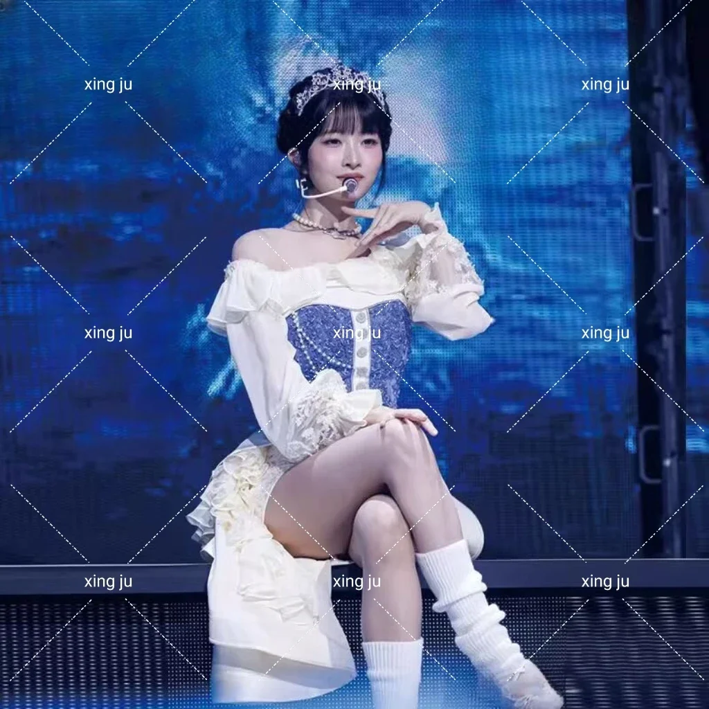 New Korean Women Group Cosplay Costumes Stage Performance Clothing Nightclub Female Singer Strapless Princess Dress Kpop Clothes