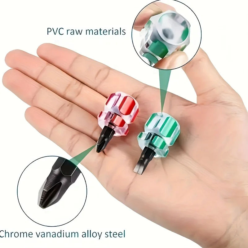 Mini Flathead Screwdriver Portable Precision Repair Tool Transparent Handle Slotted Phillips Screwdriver Set Short Handle