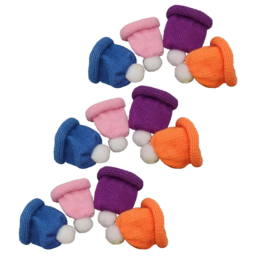 

12 Pcs Christmas Hats Colorful Wool Ornaments Decoration for Party DIY Craft Hats Supplies Accessories
