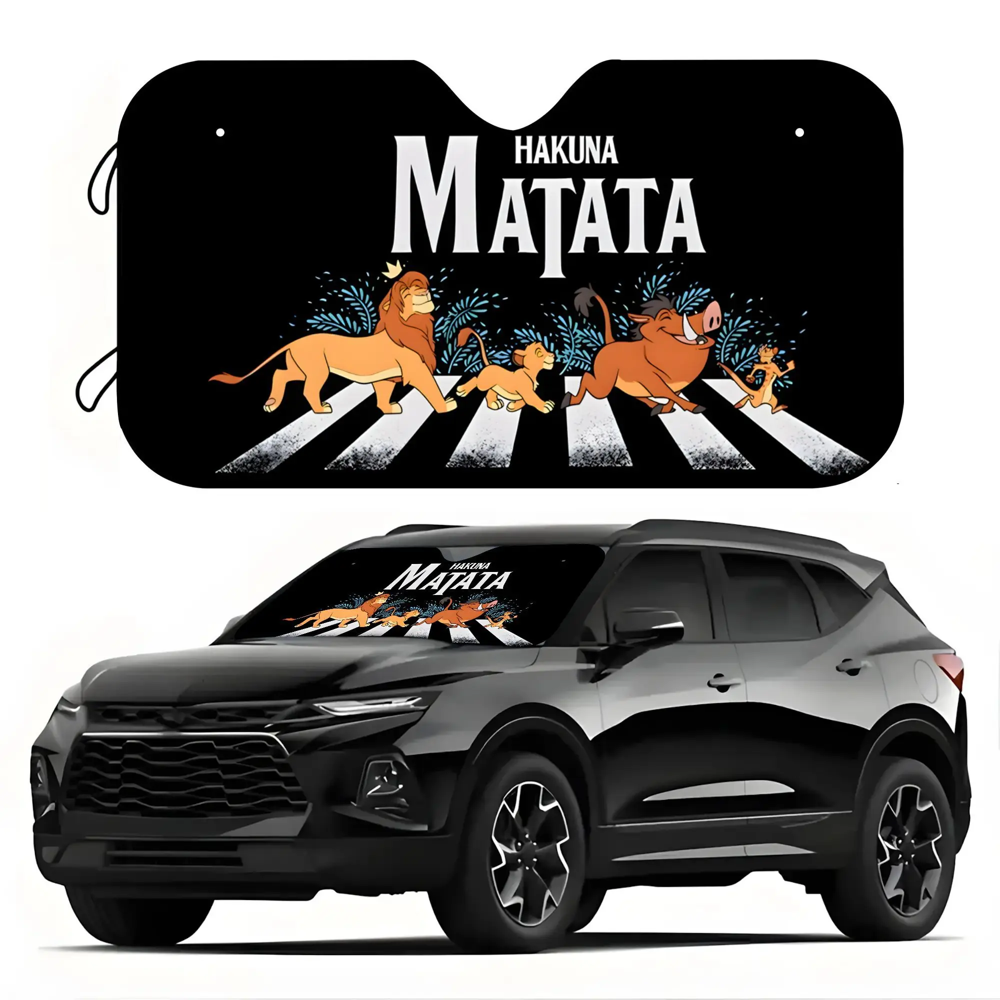 

Солнцезащитный козырек на лобовое стекло автомобиля The Lion King Forest-Themed — защита от ультрафиолета и антибликовый, яркий мультяшный дизайн с Симбой, Налой, Тимон