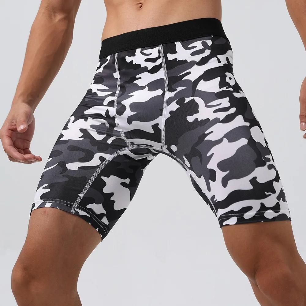 

Men's Fitness Compression Shorts Quick Dry Milk Silk Tight Running Shorts Breathable Butt Lifting 3/4 Length Workout Shorts