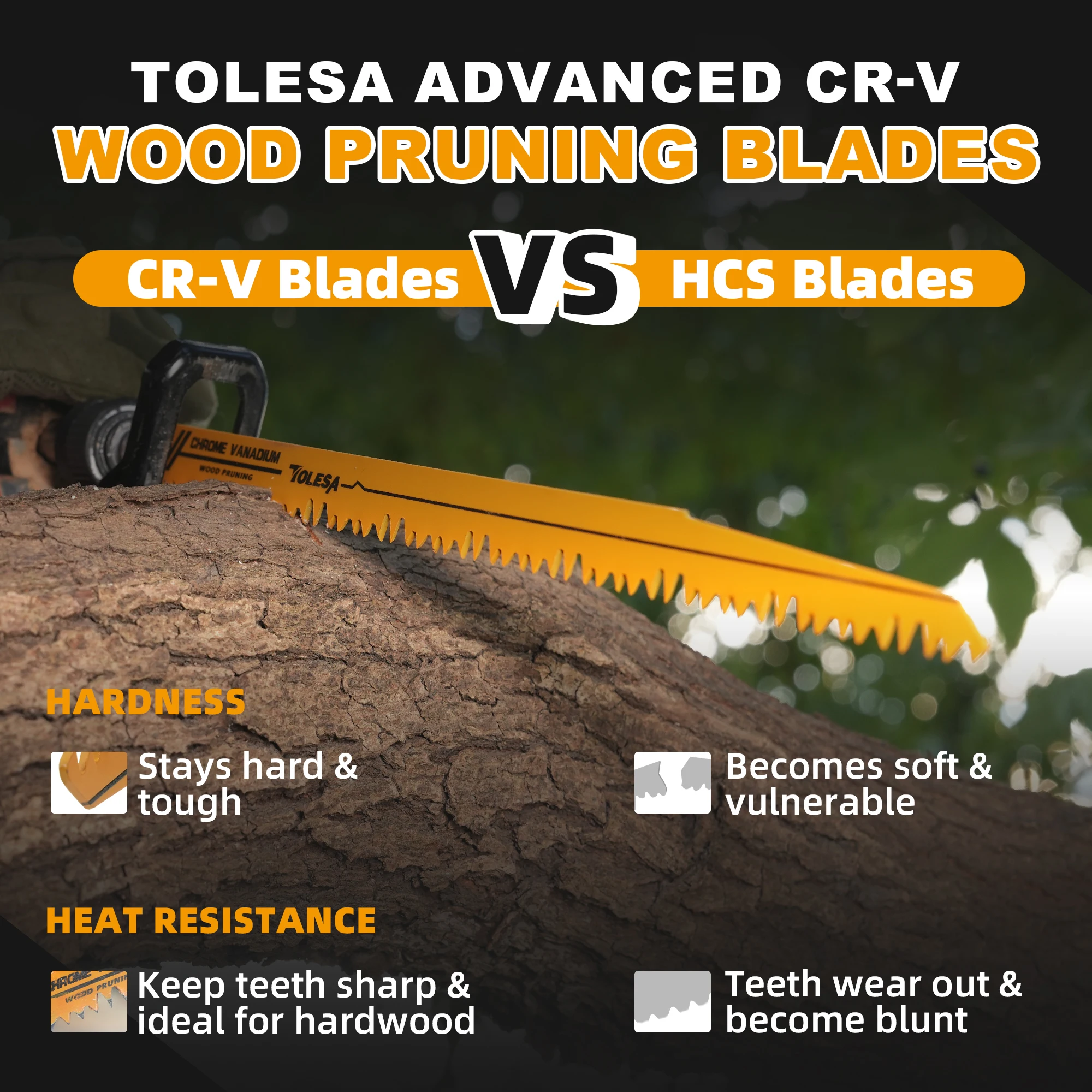 TOLESA 5PCS 9 inch 5 TPI Wood Pruning Reciprocating Saw Blades Sawzall Blades for  Quick Cutting Wood Construction and PVC Pipe